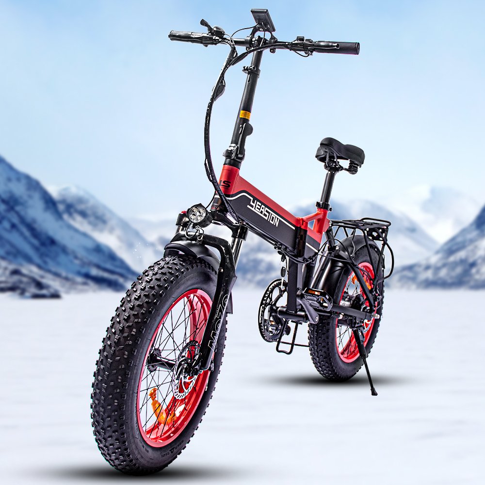 Fashion Red 48V 12Ah ithium Battery Electric Hybrid Bike 20 Wheel Size Fat Tire E-bike Adults Electric Road Bicycle
