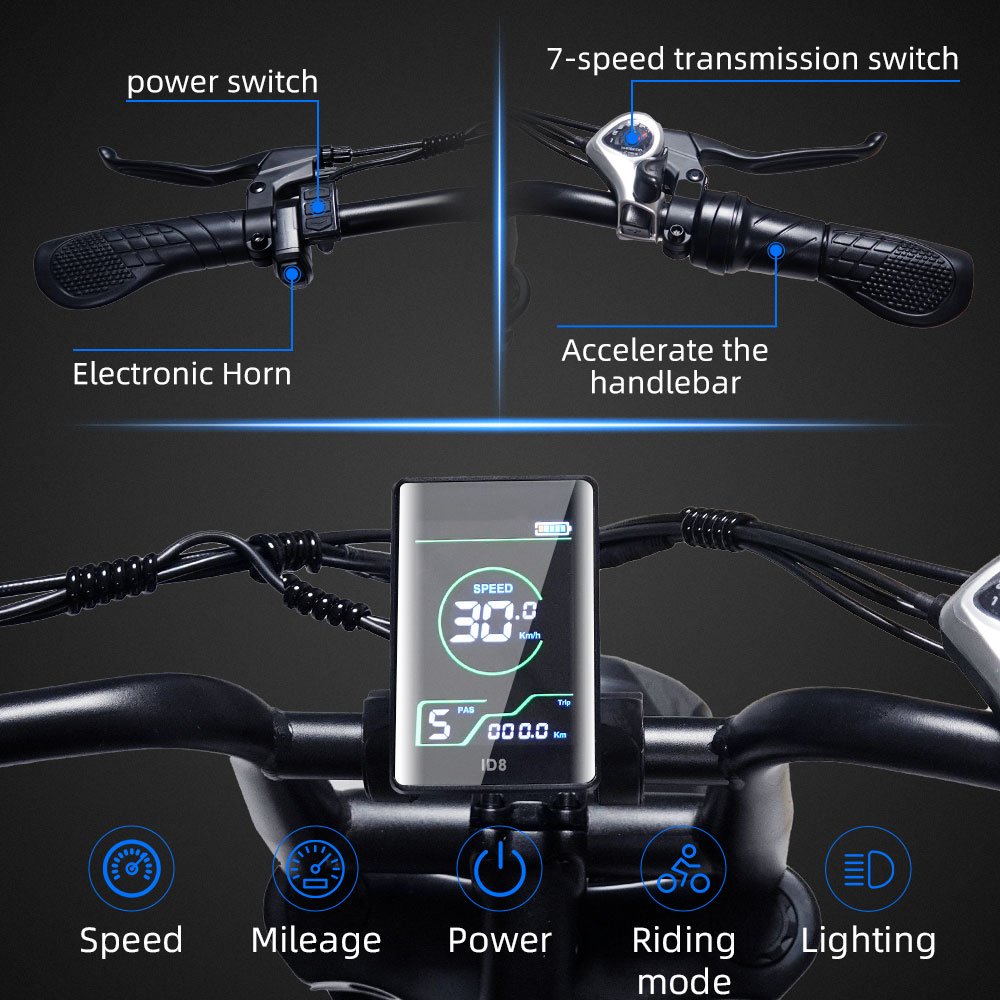 High Quality CS-M1 Fat Tire Electric Mountain Bike 20*4'' Durable Two Wheel Electric Bicycle 7 Speed Folding Dirt Electric Bike