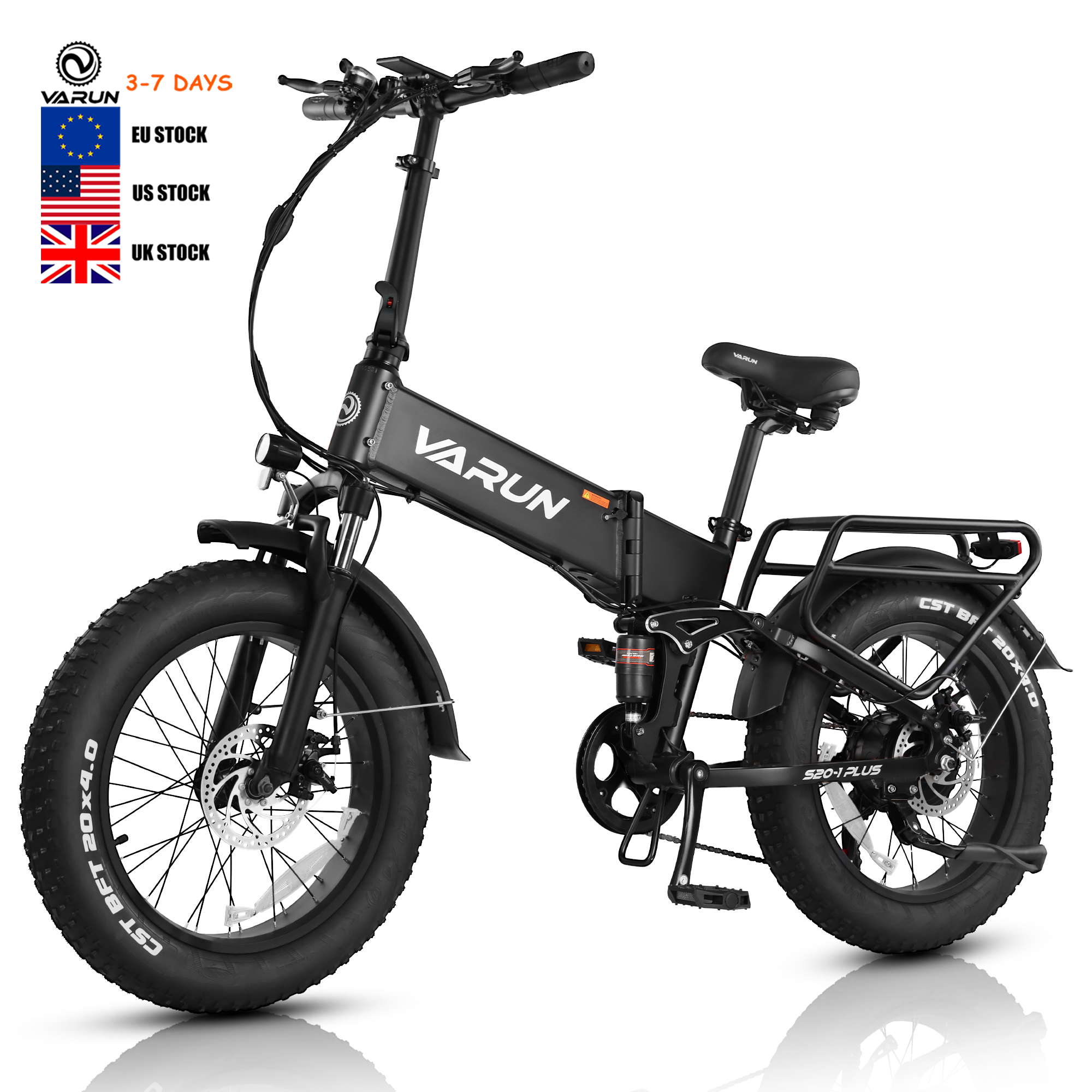 VARUN EU Stock Warehouse Drop Shipping Daul Suspension Electric Foldable City Bike 48V 500W 13AH Ebike 20*4" Fat Tire E Bike