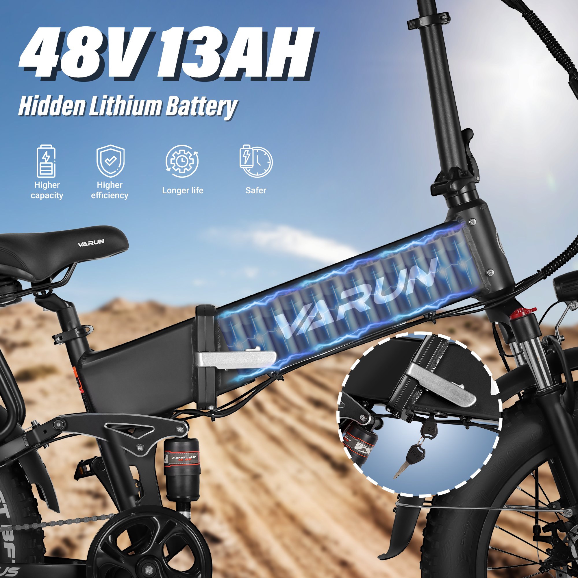 VARUN EU Stock Warehouse Drop Shipping Daul Suspension Electric Foldable City Bike 48V 500W 13AH Ebike 20*4" Fat Tire E Bike