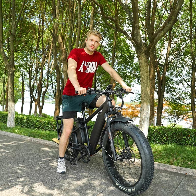 1000W 48V10.5 Ah Long Range Electric Mountain Bike Strong Suspension Fat Tire Aluminum Frame Dual Battery Electric Bicycle