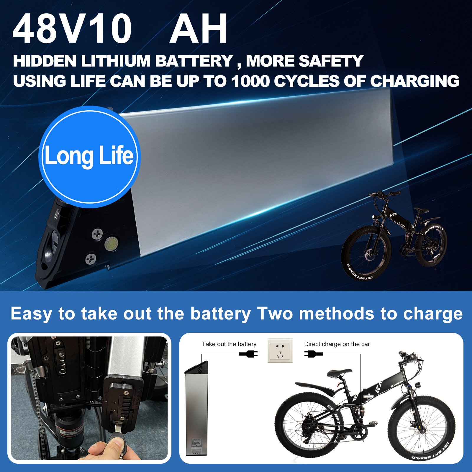 Vtt Electrique Full Suspension E-bike MTB Foldable Electric Mountain Bike 48V Lithium Battery 500W Fat Tire Ebike
