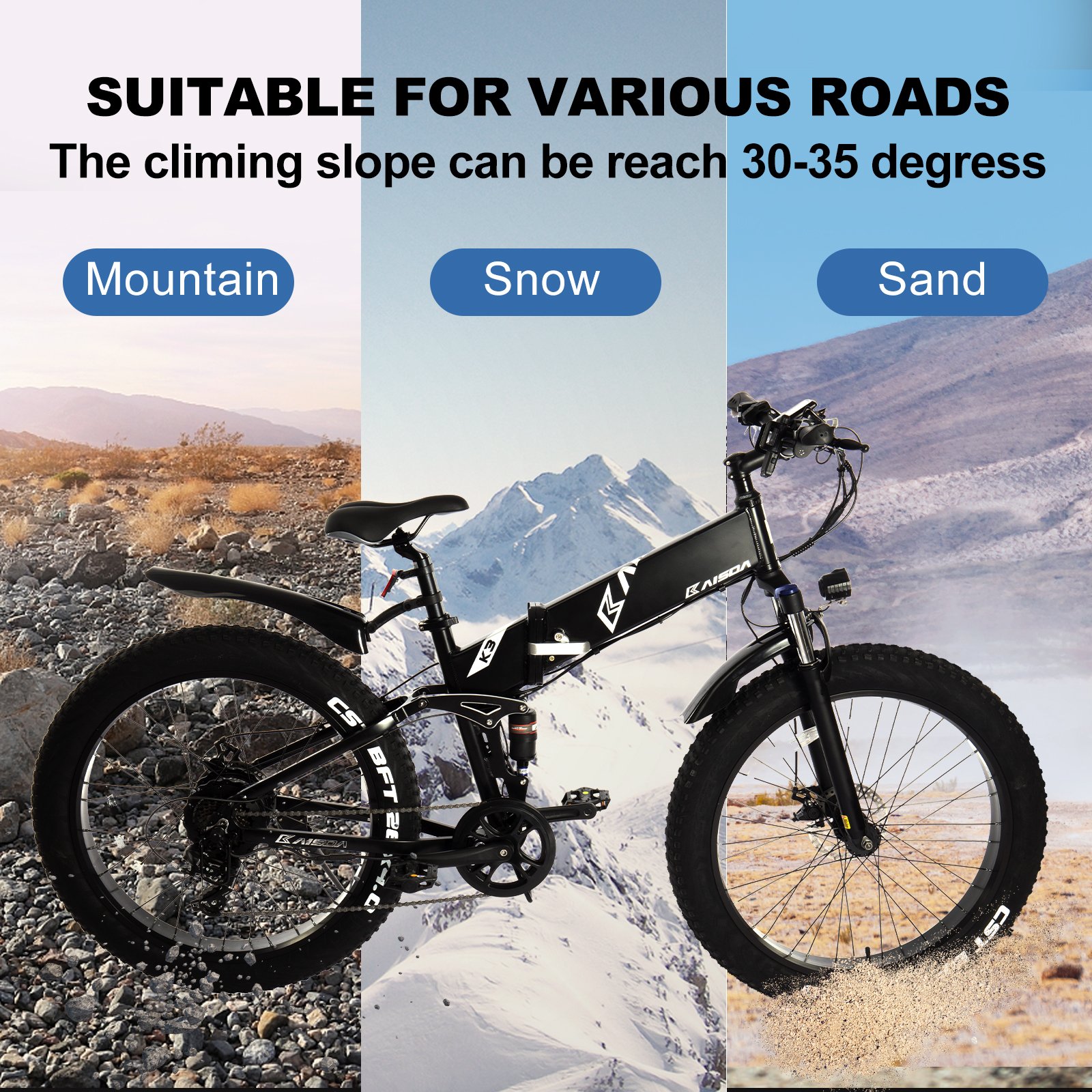 Vtt Electrique Full Suspension E-bike MTB Foldable Electric Mountain Bike 48V Lithium Battery 500W Fat Tire Ebike