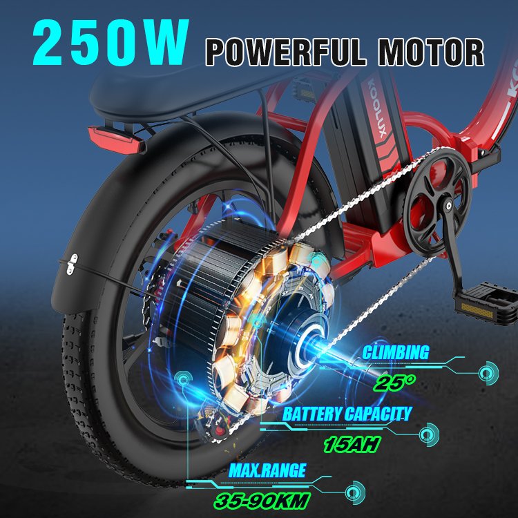 KOOLUX 7 Speeds 20Inch 250W 15Ah Electric Bike EU Warehouse Stock New Arrival Hot Sale With Throttle Foldable E-bike