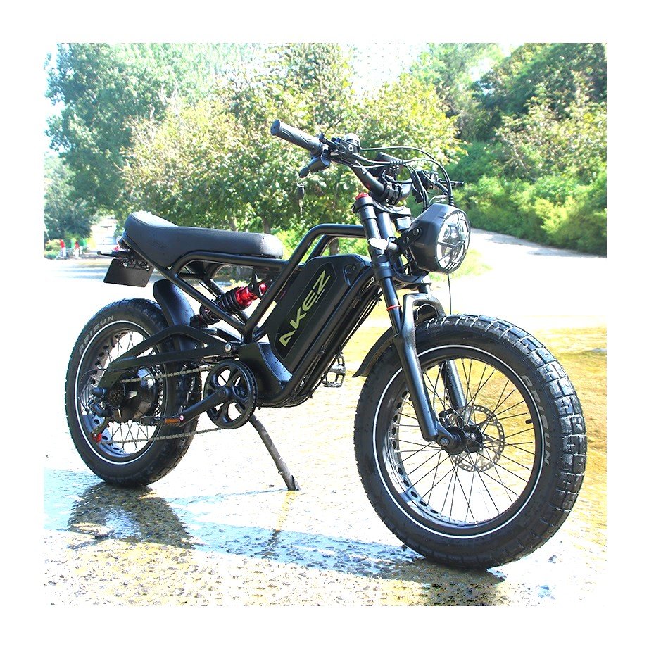 Upgraded Akez 20" Big Electric Mountain Dirt Fat Tire Bike Full Suspension 1500W Electric Bicycle 52V 25Ah E Bike For Adult