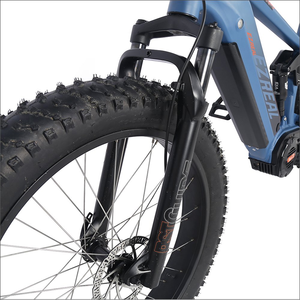 EZREAL 26-Inch 20Ah Enduro Electric Bicycle BAFANG 1000W Mid Drive Full Suspension 48v Fat Ebike Central Motor Lithium Battery