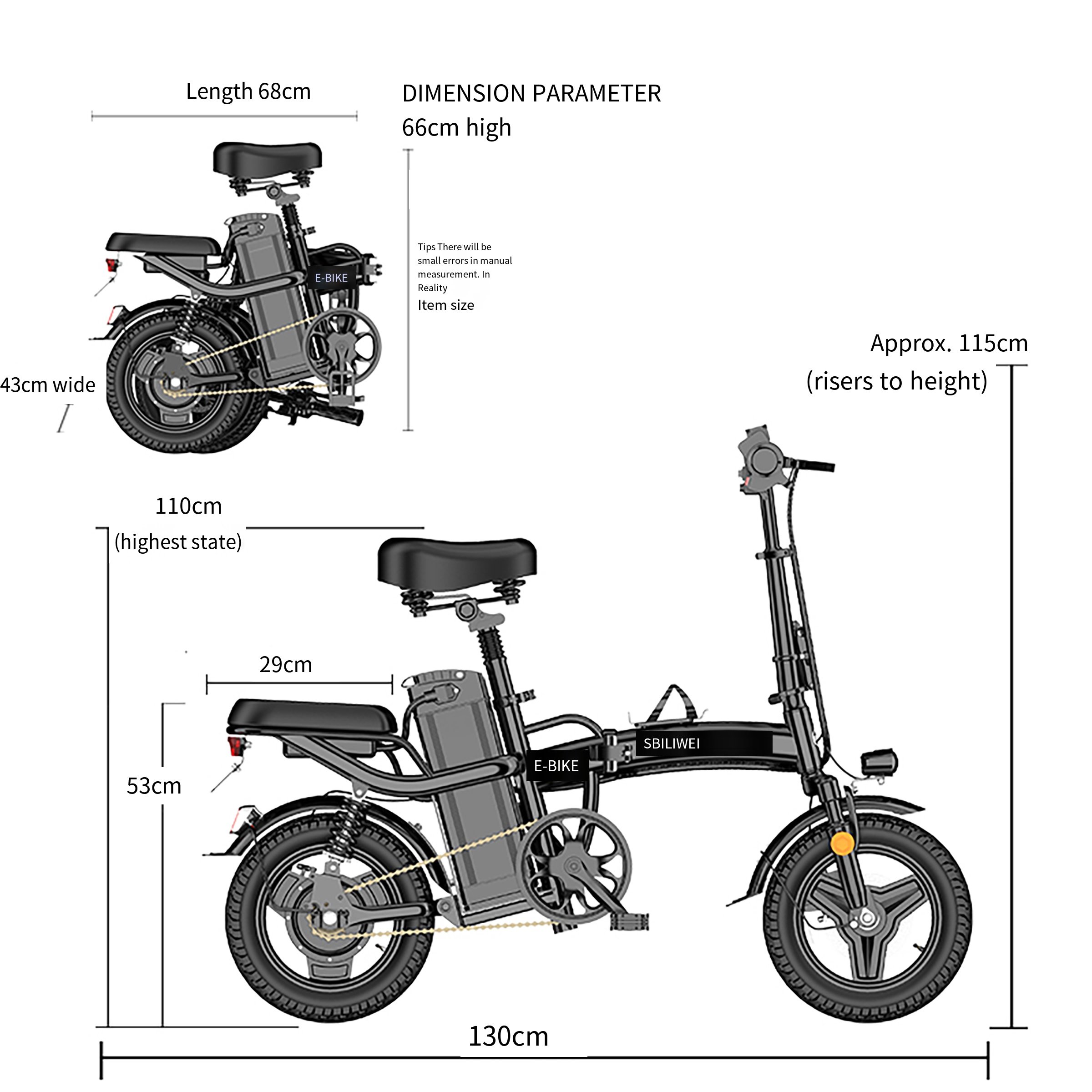 E bike 48V 10AH Electric Bike 14 Inch City Foldable E Cycling Electric Folding Bike