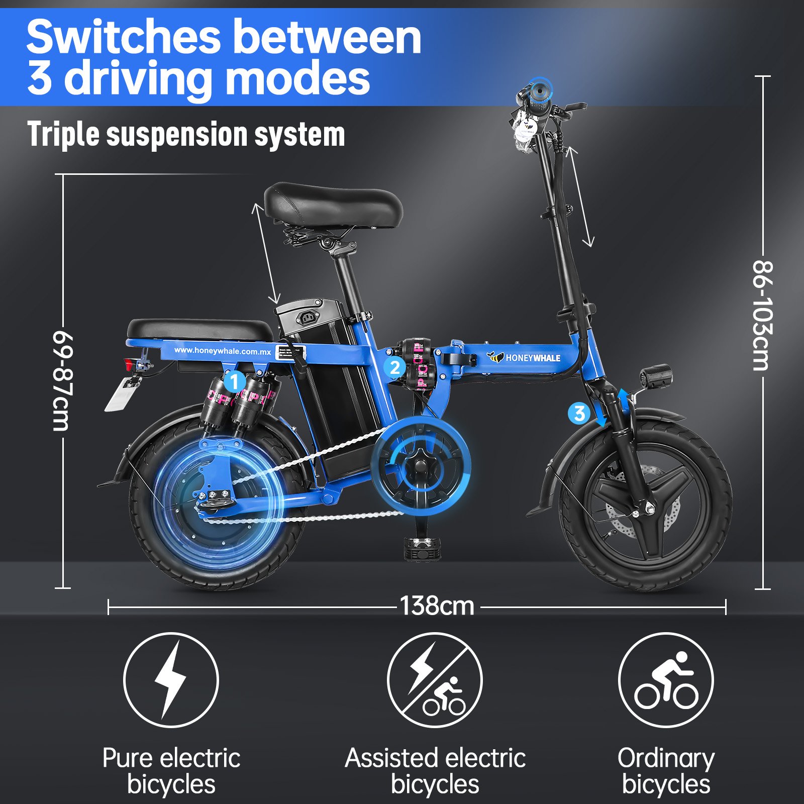 Warehouse Dropshipping Honywale S6 pro s electric mountain bike 350w mini electric city bike motorcycle 14 inch fat tire ebike