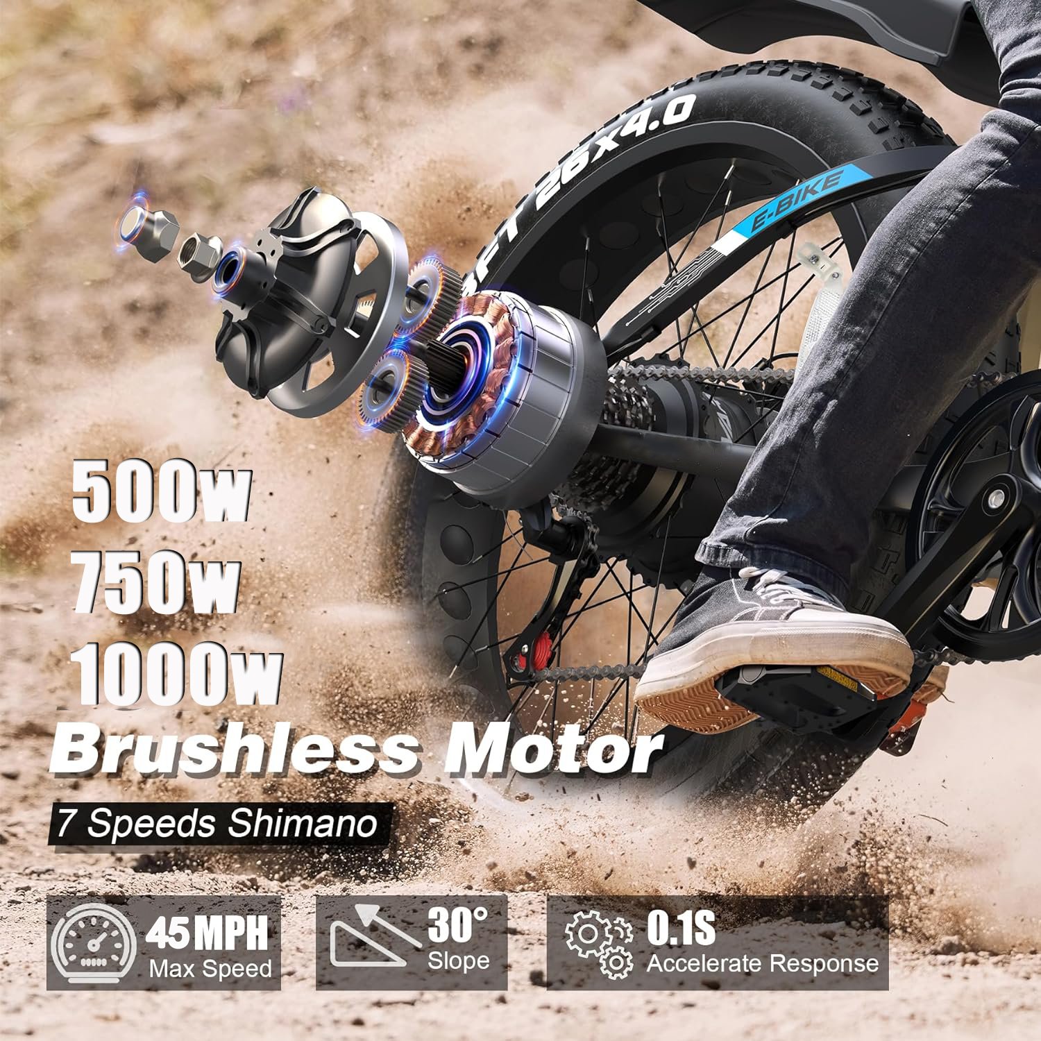 wholesale 26*4.0 1000w Big Power Fat Tire Electric Mountain E Bike Snow Bike Electric Bicycle With Ce Rohs