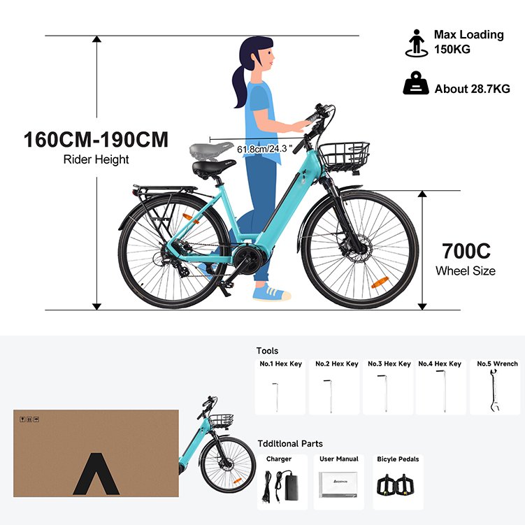 EU warehouse BAFANG 250 w electric city bike mid drive ebike with torque sensor