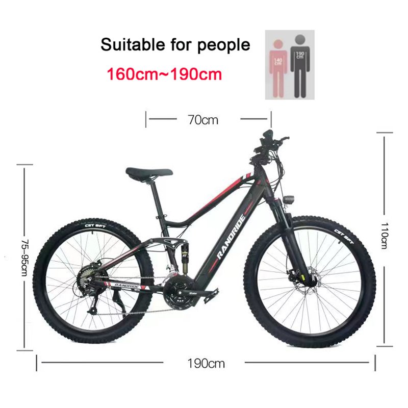 Fast Speed 27.5 1000w 48V Ebike Aluminum Frame 27 Speed Electric Mountain Bike full suspension