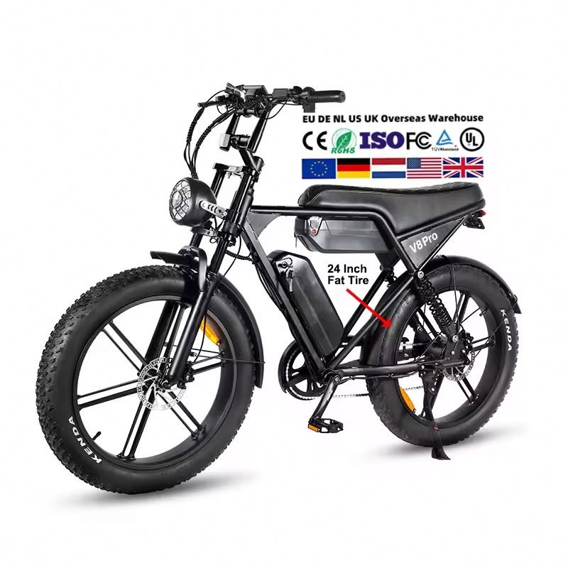 OUXI V8 PRO FAT BIKE 24' Electric Bike Dual Battery Shimano 7-Speed Gear Hydraulic Brake 65KM Stock in EU/US/BR