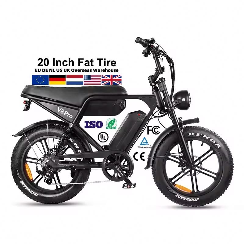 OUXI V8 PRO FAT BIKE 24' Electric Bike Dual Battery Shimano 7-Speed Gear Hydraulic Brake 65KM Stock in EU/US/BR