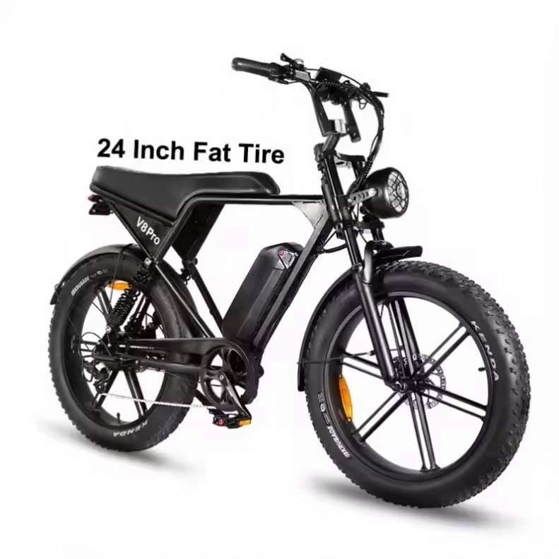 OUXI V8 PRO FAT BIKE 24' Electric Bike Dual Battery Shimano 7-Speed Gear Hydraulic Brake 65KM Stock in EU/US/BR