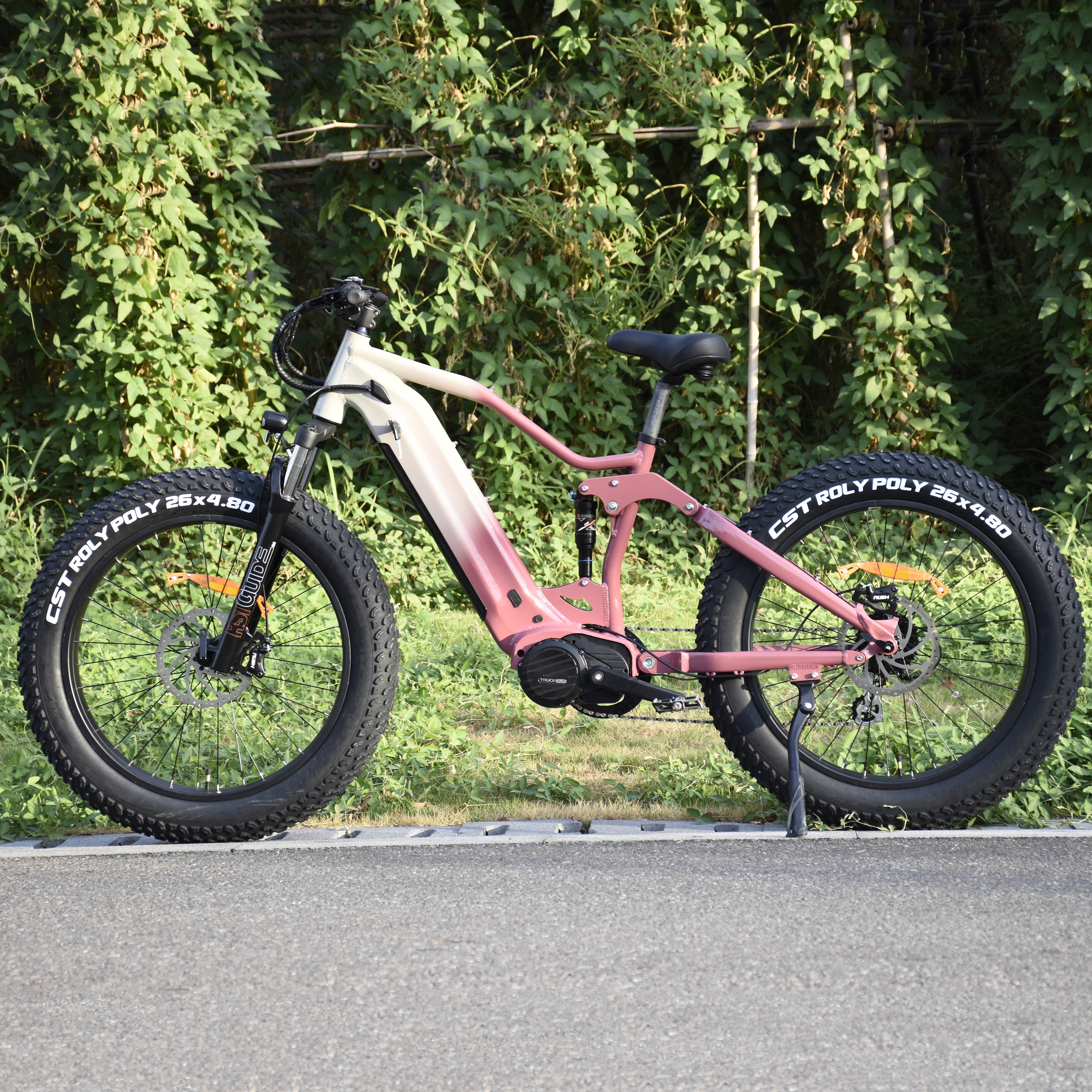 Newest Powerful Hunting 52V 1200W Mid Drive E bike Battery Full Suspension Electric Bike 26 Inch Fat Tire Mountain Ebike