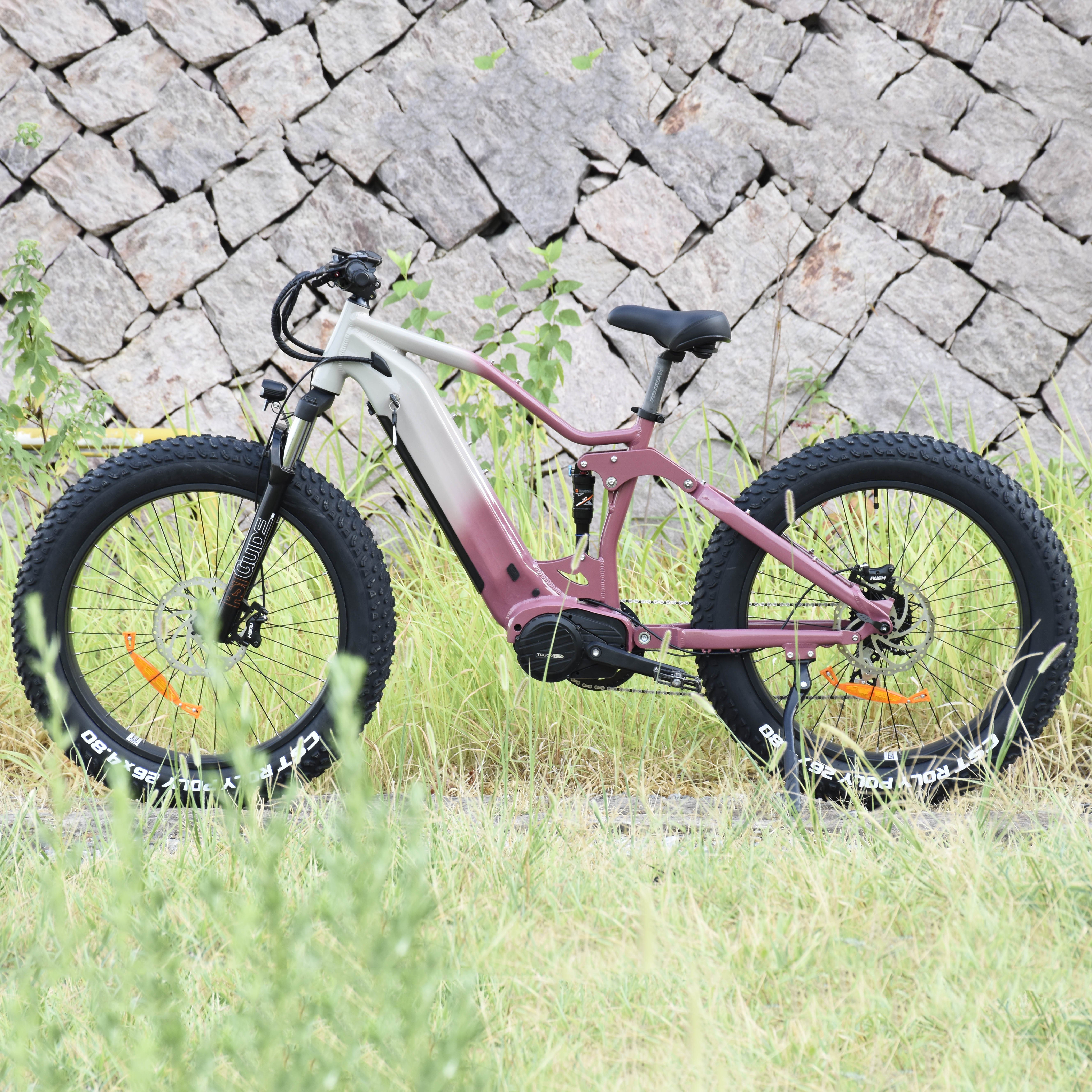Newest Powerful Hunting 52V 1200W Mid Drive E bike Battery Full Suspension Electric Bike 26 Inch Fat Tire Mountain Ebike