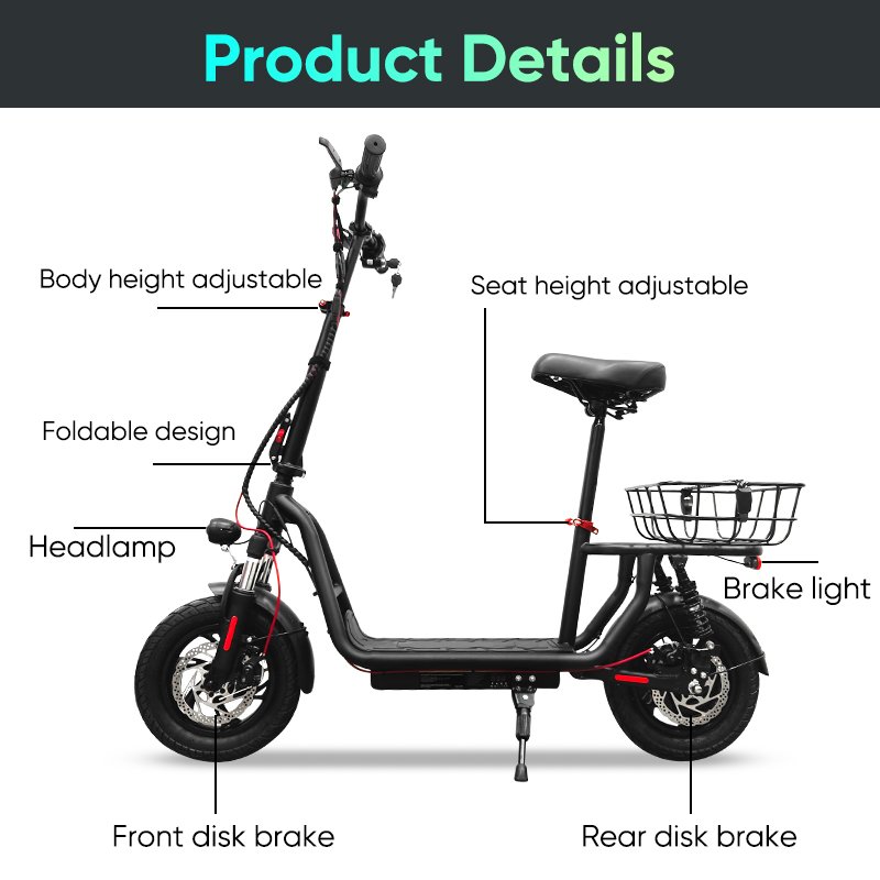 China factory direct 350w 12 inch two wheel electric bicycle EB12 height adjustable adult cheap electric scooter bike wholesale