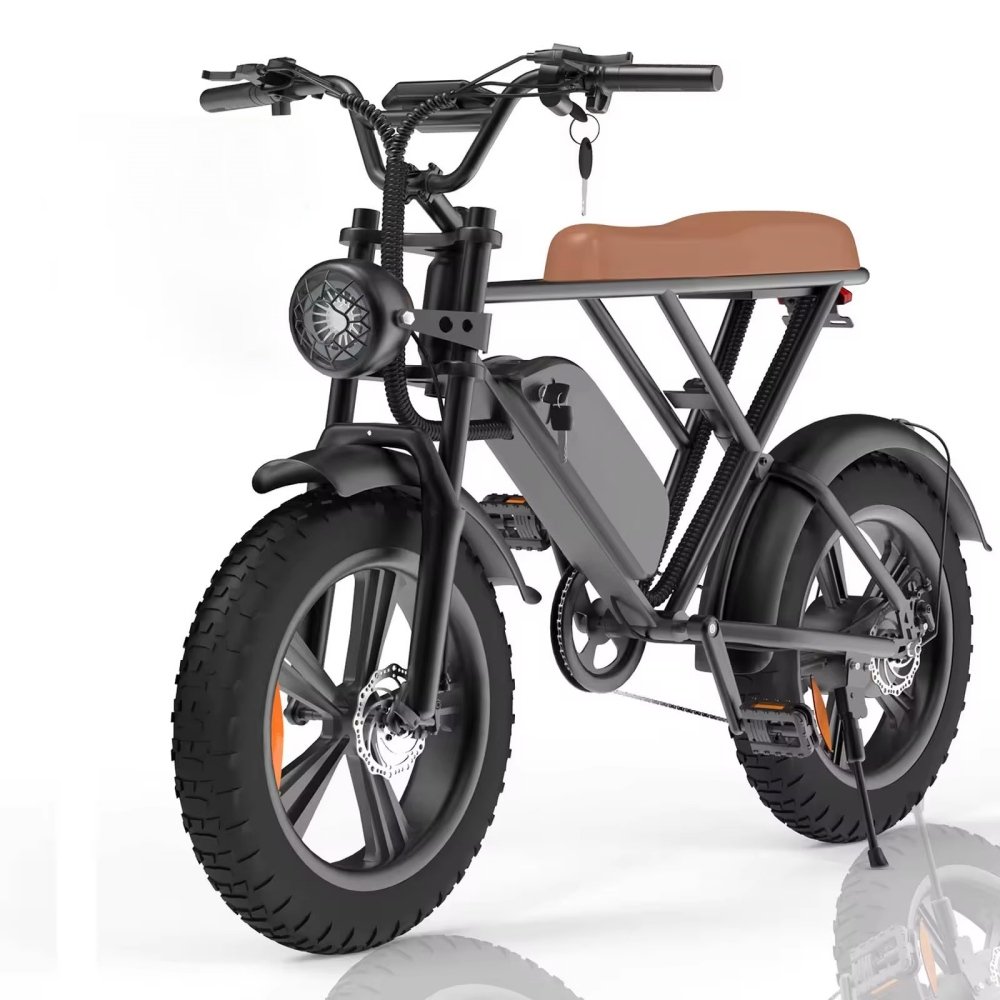 Factory direct electric city bike 20 inch 48v electric bike long seat fat tire 7 speed fatbike electric bike