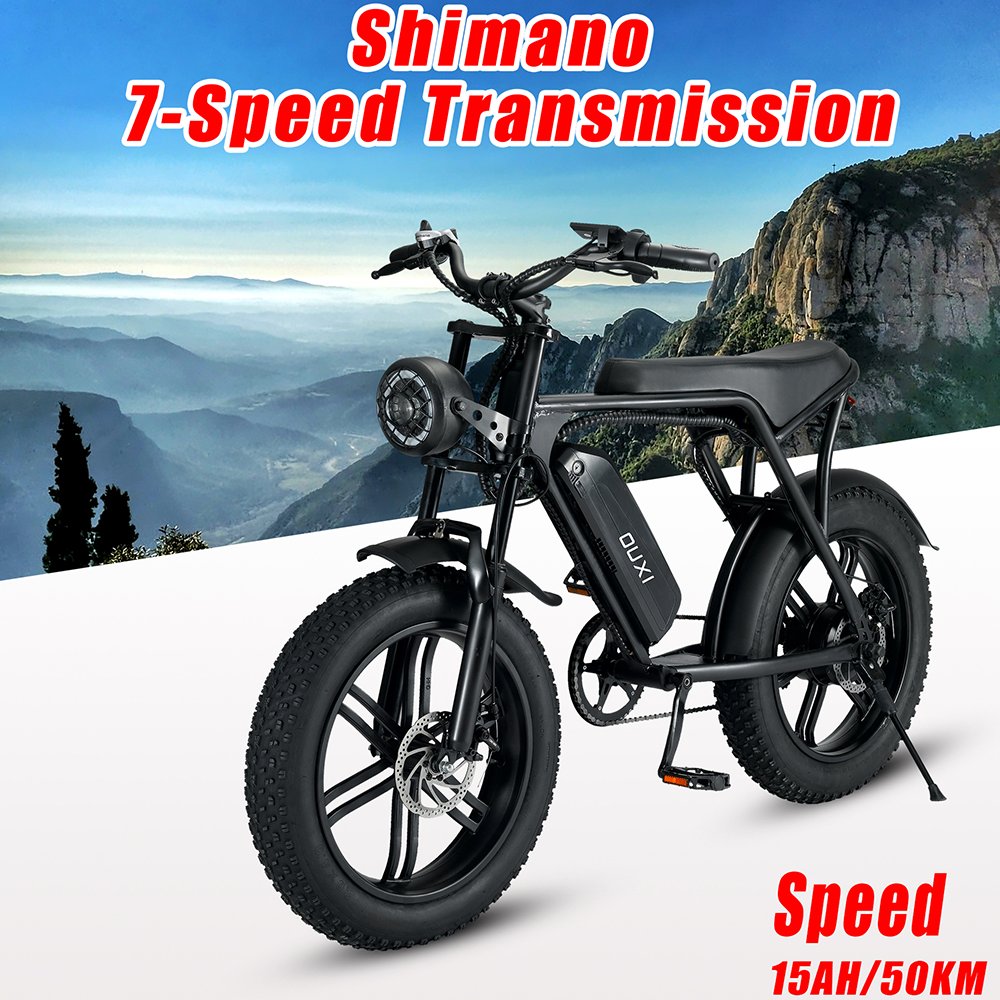 Full Suspension EU Warehouse Retro eBike 1000w E Fatbike Stealth Bomber 1000 Watt 20inch Fat Tire Electric Bike