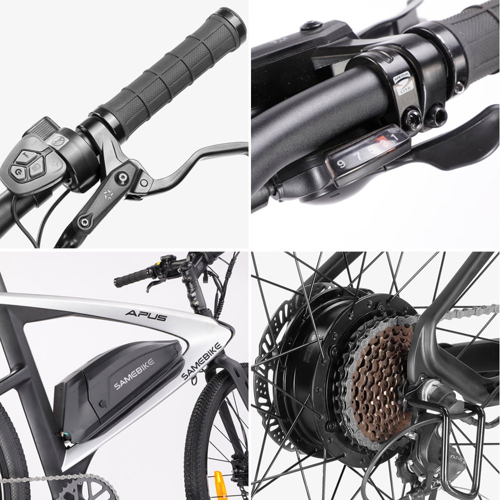 SAMEBIKE factory 26" Electric City Road Bike Carbon Fiber 500w 15Ah SHIMANO 9 Speed Rear Hub Motor MTB Mountain ebike