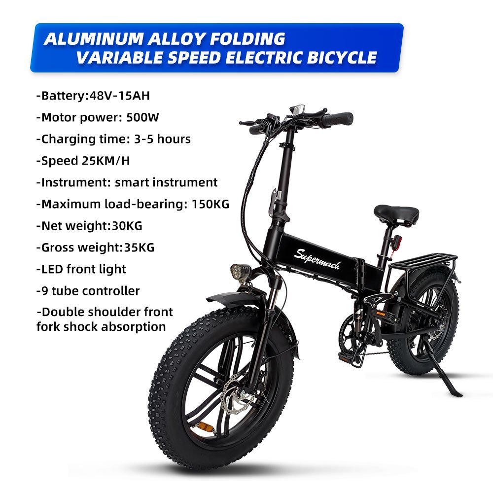 USA Warehouse E bike Folding Fat Tire Electric Bike 500W 48V 15Ah Two Seat Electric City Bike