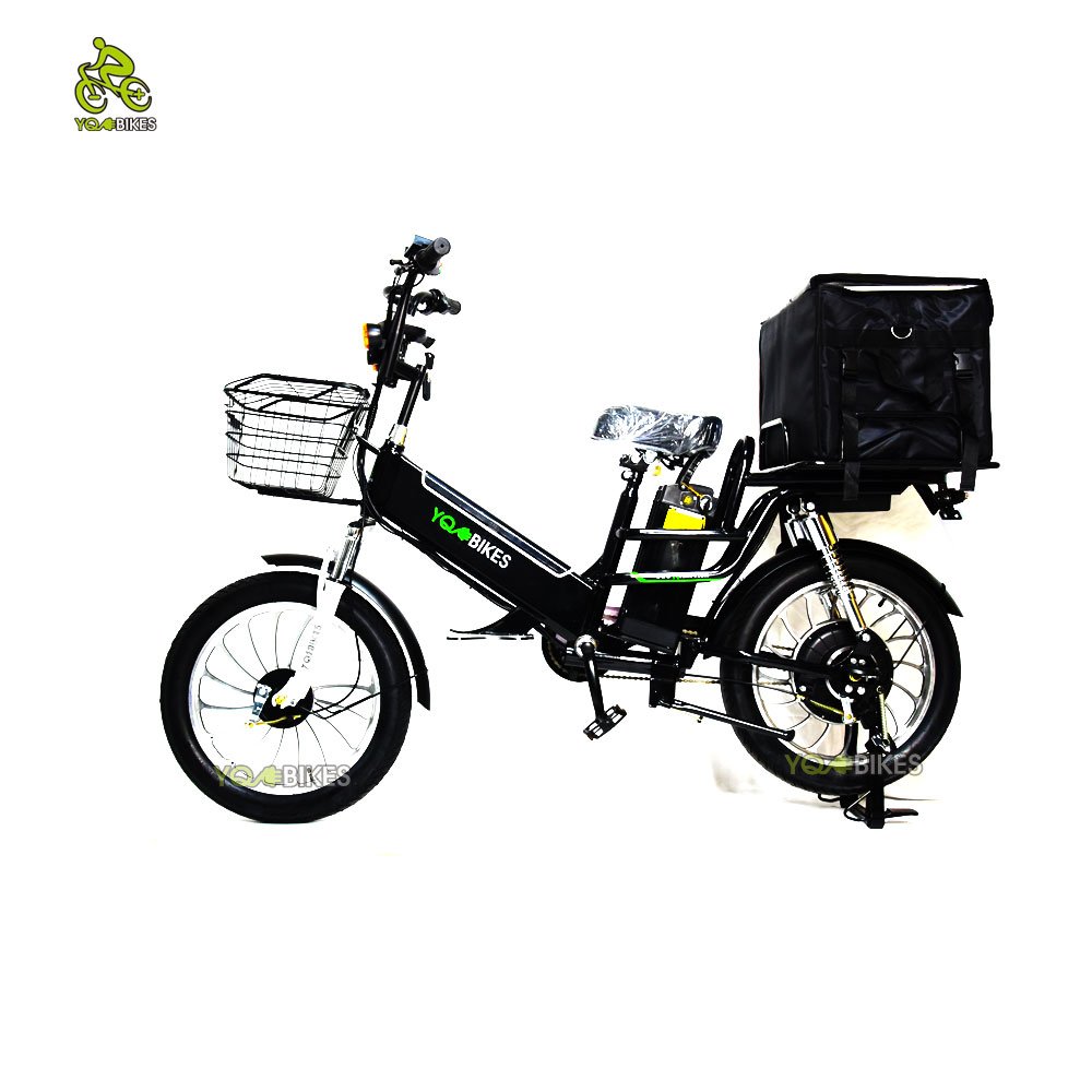 >100km 48V20ah 30ah Takeaway E-bike 20'*3.0 tire Full Suspension City Ride Cargo Family Electric Food Delivery Bike YQEBIKES