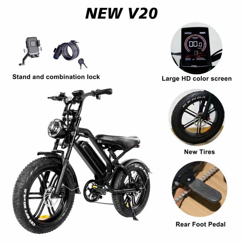 Factory Direct 20x4.0 Inch Fat Tire E-Bike Full Suspension Electric Mountain Bike 750W Motor Power 48V 15ah Lithium Steel