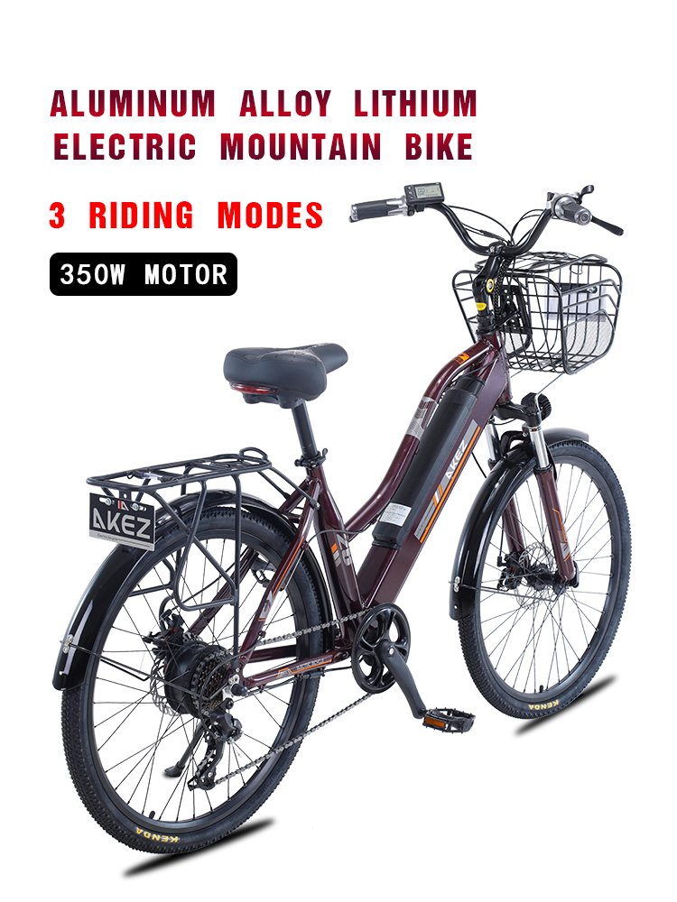 Factory Hot Selling Ladies 26 Inch Lithium Battery 350W Rear Drive 36V 10AH Road Town Electric City Bikes E Bicycles For Women