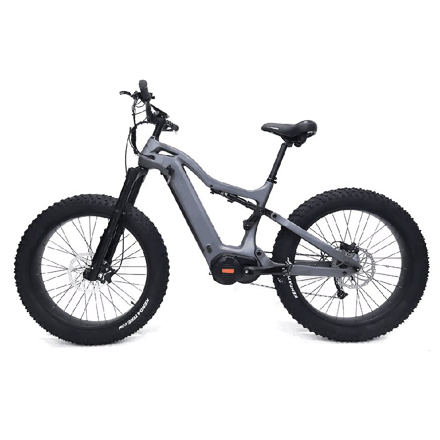 Joyebikes Ebike Fat Tire Carbon Fiber BAFANG 52V 1000w Middrive 9 speed Full Suspension Electric Mountain Bike