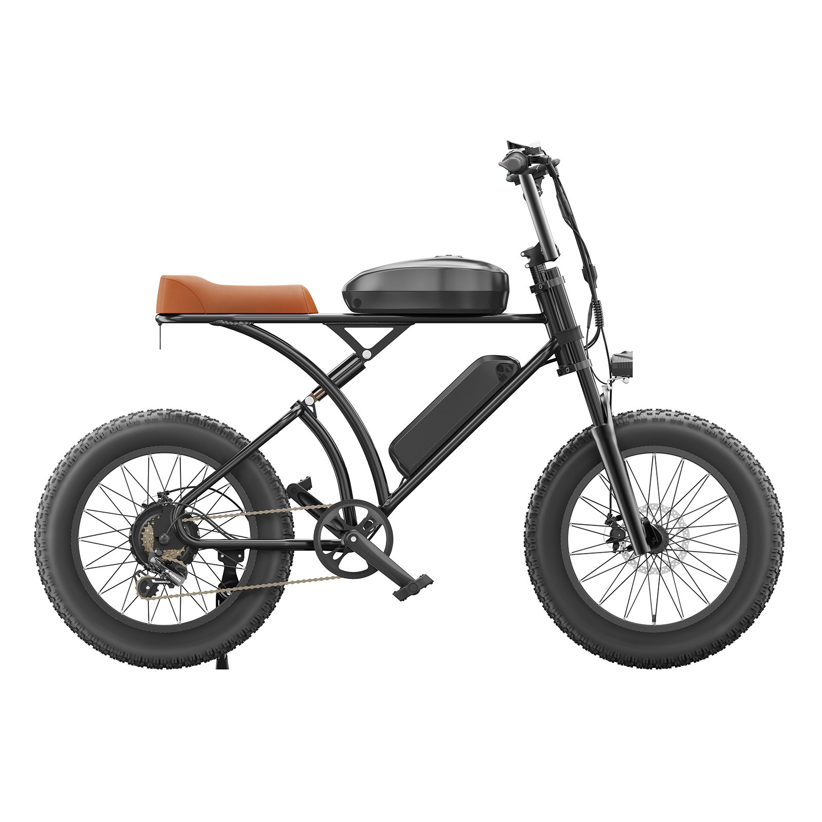Retro Dual Battery 48V 20AH Full Suspension Electric Mountain Bike 20" Fat Ebike Powerful Fat Tire Electric Bike