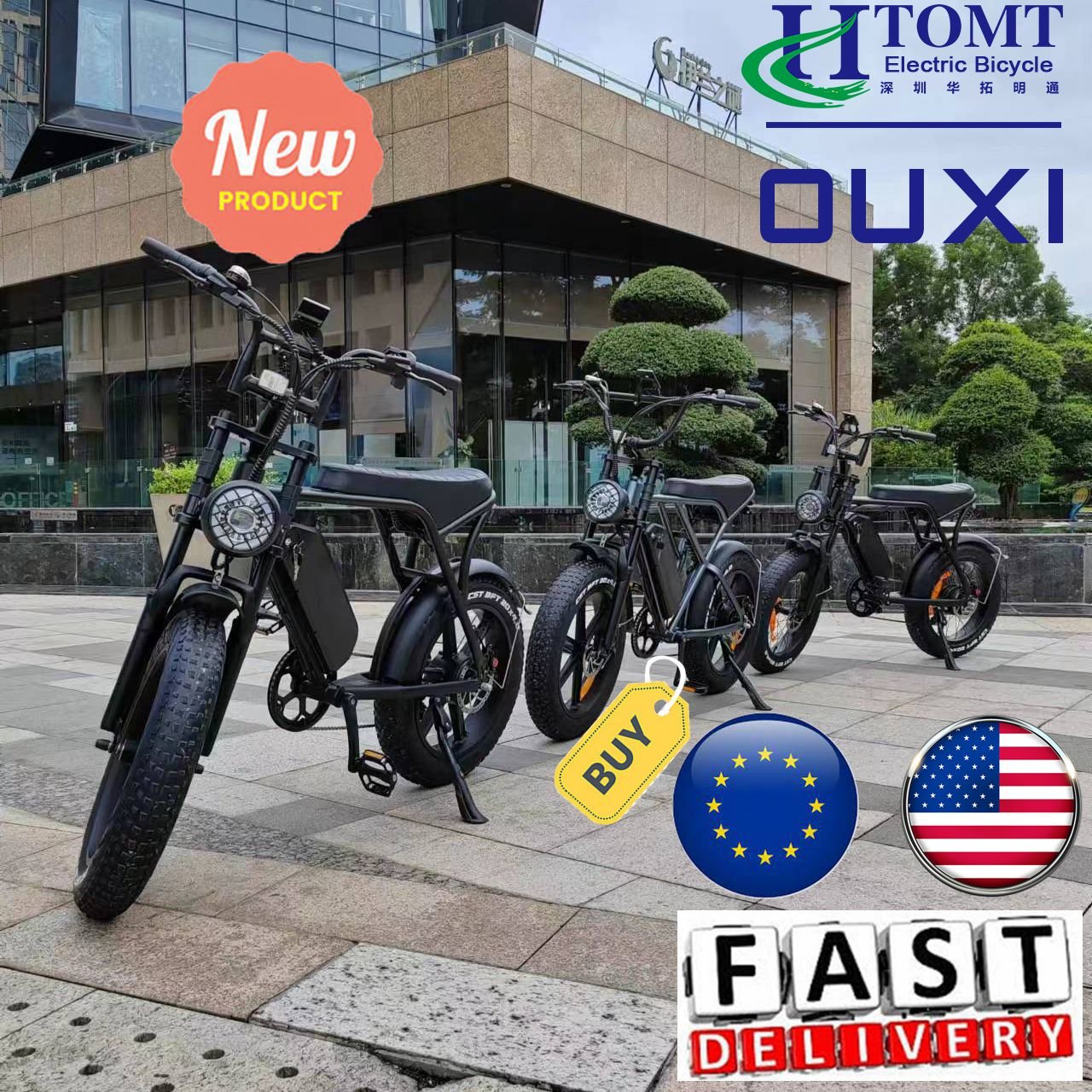 V8 OUXI US Warehouse fatbike 250w all terrain electric bike 1000w fat tire mountain ebike 48v 30ah MTB