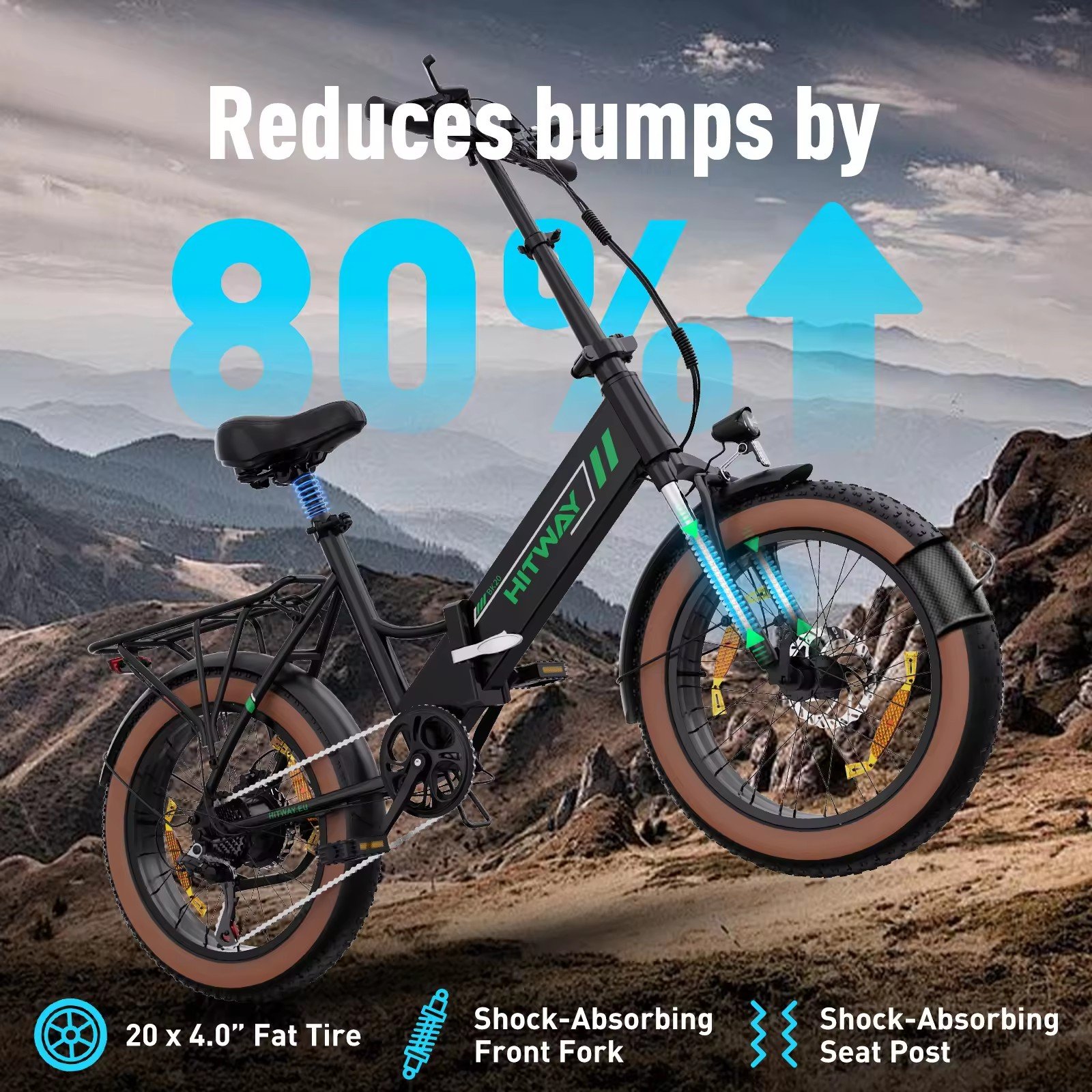 EU/UK Stock HITWAY BK20 Folding Electric City Bike 20 Inch Easy-carry Electric Bicycle 90km range 48v 250w Mountain Bike