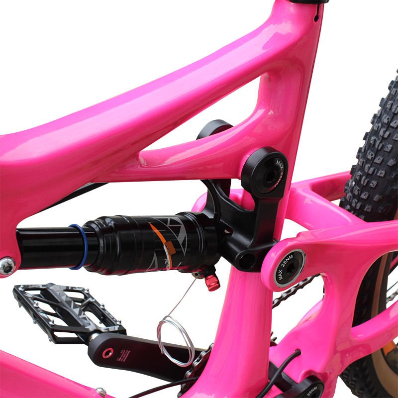Customized full shockingproof carbon fibre frame 29er Mtb bicycle pink adults 19'' mountain suspension bike