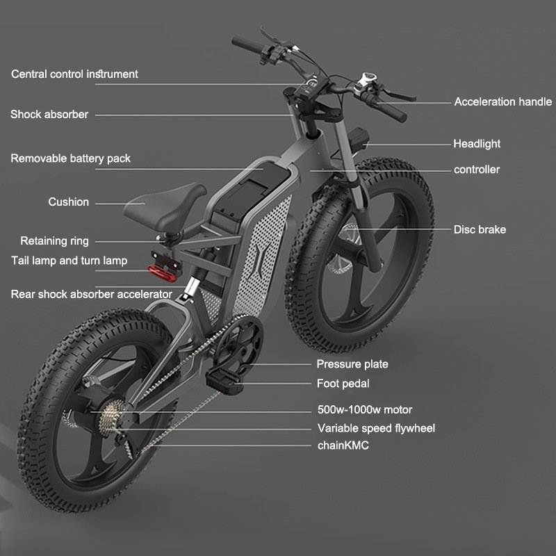 OEM 7Speed 48V 15AH Lithium Battery MTB Mountain eBike ZOOM Disc Brake LED Display Aluminum Alloy 500W Electric Fat Bike 29 inch