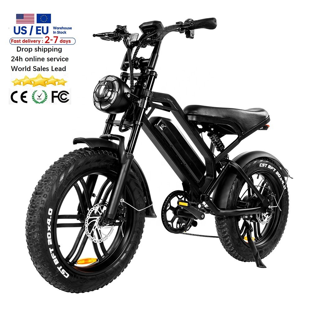 V20 Vintage design fat electric bike Full Suspension ebike 48v cheap fatbike Long Range Electric Bike fat e-bike Mountain E bike