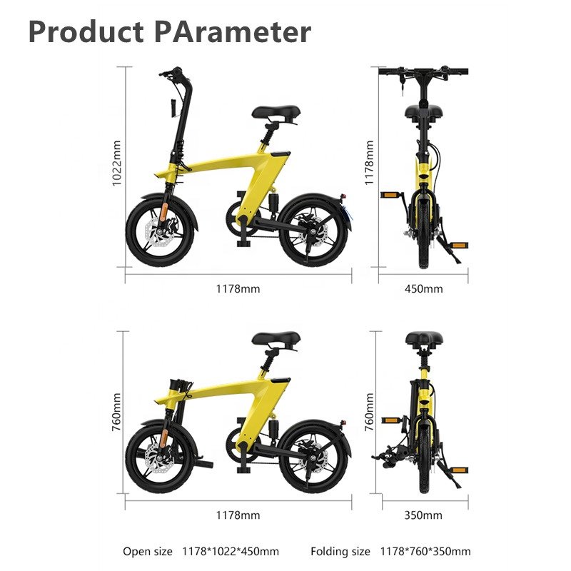 14 Inch 250W 36V 10Ah Removable Battery Adult Waterproof Fashionable Foldable China City Bike Electric Bicycle For Sale