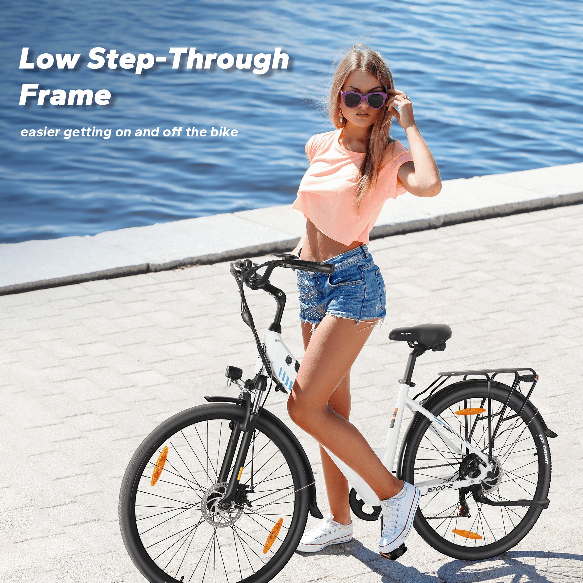 Low Step-Through Aluminum Electric Hybrid Bike 700C 500W City EBike 48V 10.4AH EU UK Warehouse Intergrated Electric Bicycle