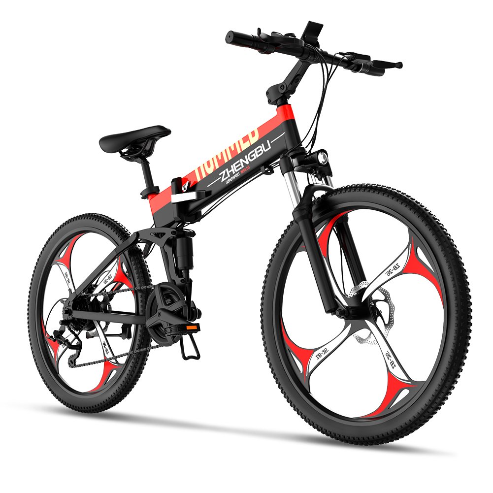 ZHENGBU H2PRO 26" Folding Air Front Fork Rear Shock Ebike Hydraulic Electric Bicycle Full Suspension Electric Mountain Bike