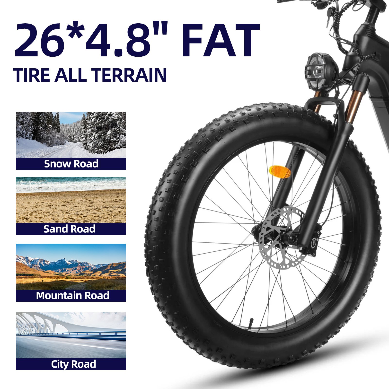 31MPH Electric Bike 26X4.8" ebike 1000w 48v 20ah full suspension hydraulic brake Electric Mountain Bike