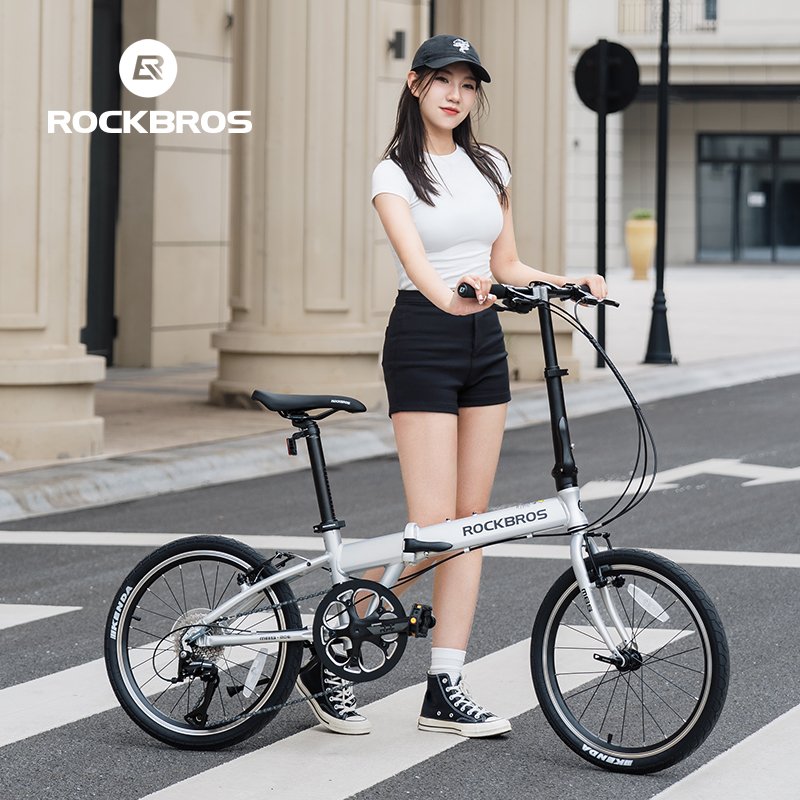 ROCKBROS 20 inch 8 Speed Folding Bicycle Portable Adult Work Commuter Shift V Brake Men Women Student road mountain Bike