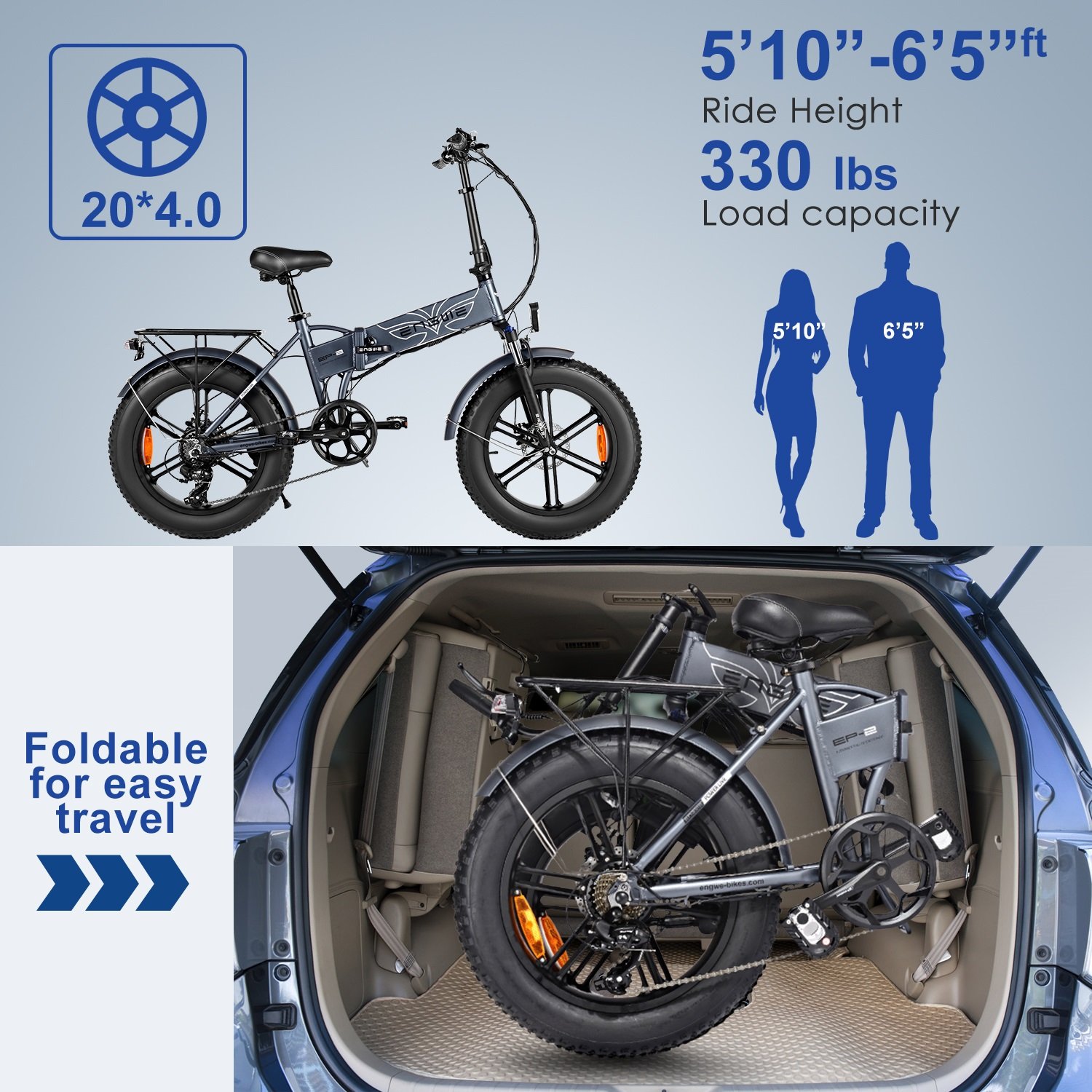 EP-2 PRO 750W High Performance Electric Bike 48V 13Ah Ebike 20in Mountain Electric Bicycle