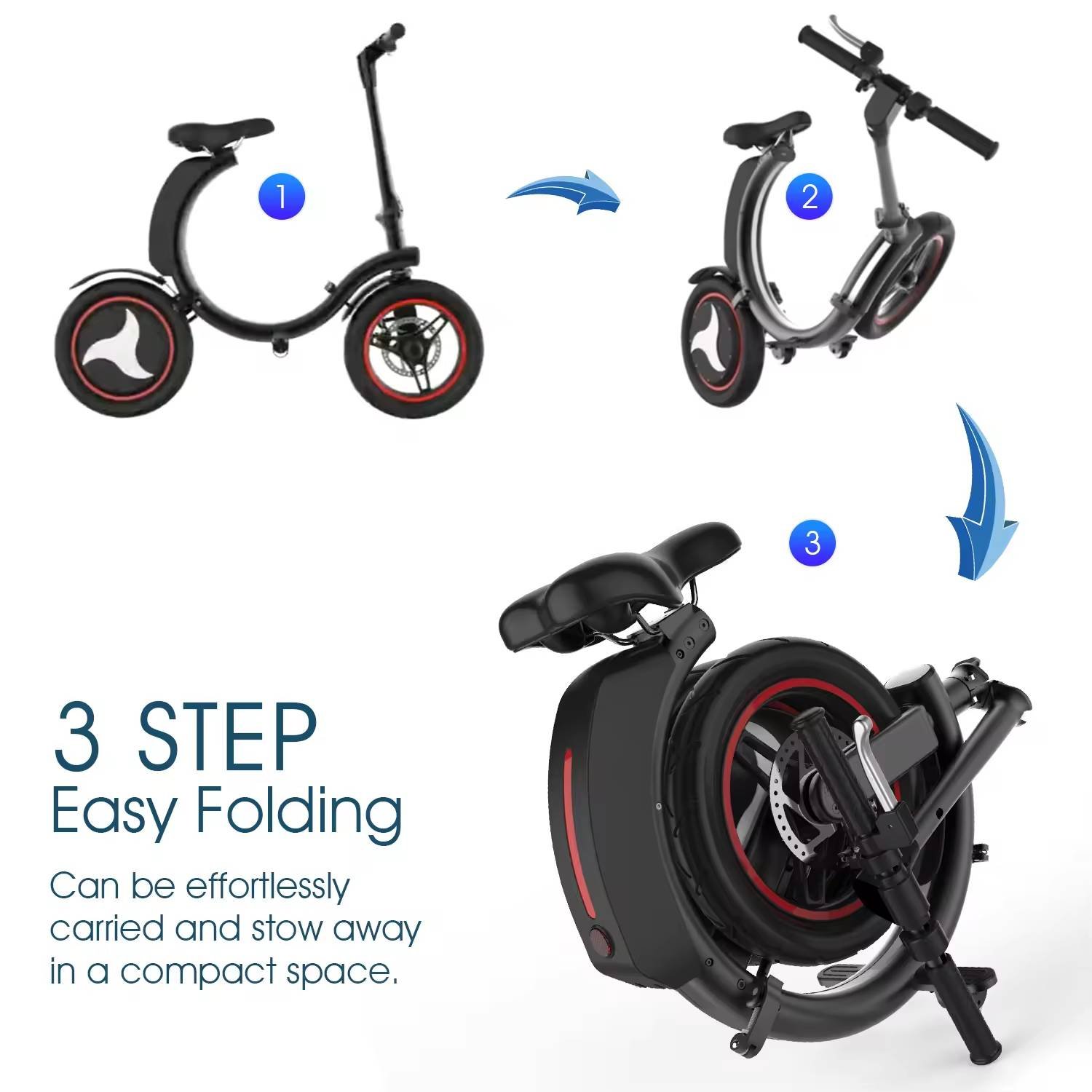 Customized 350w 36V 10.5Ah Foldable Electric Bicycle 14 Inch Electric City Road Bike Electric Folding Bike