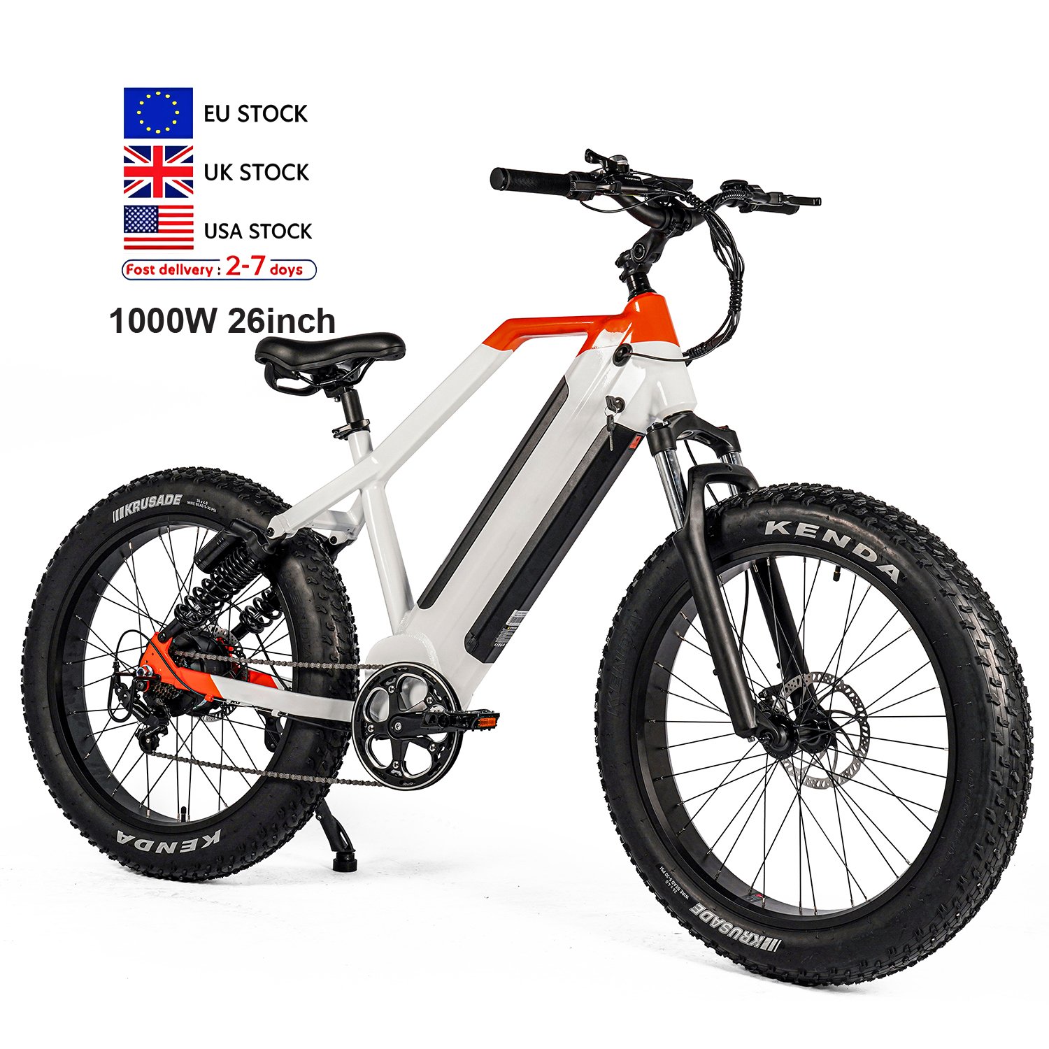 Eu/Us Ready Stock 26Inch 1000W Fat Tire Electric Mountain Bike 48V 30AH City Hybrid Dirt E-Bike for Adults