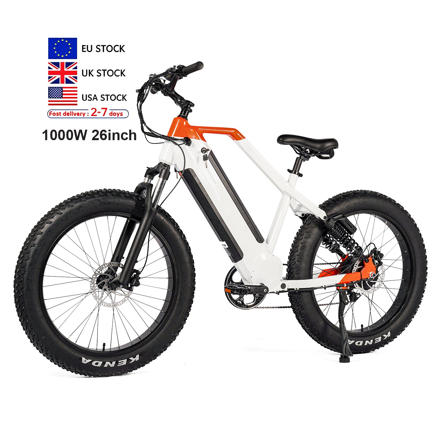 Eu/Us Ready Stock 26Inch 1000W Fat Tire Electric Mountain Bike 48V 30AH City Hybrid Dirt E-Bike for Adults