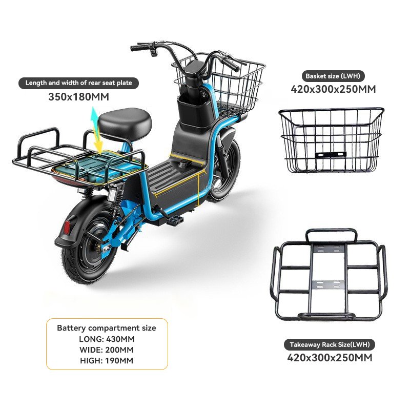Takeaway E-bike Green Power Version Vehicle Climbing and Long Range Running King Bicycle 48V 60V Electric Bike for Food Delivery