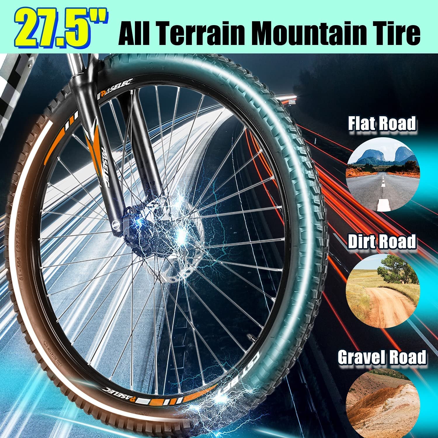 Paselec 48V 13ah Mountain Electric Bicycle 27.5 inch EBIKE Urban Commuting Electric Bikes for Adults
