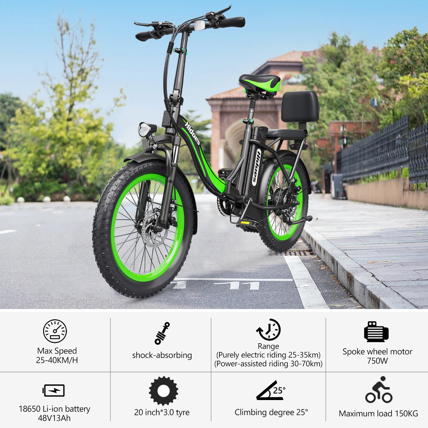 Fast Delivery Time Hidoes C1 Steel Frame Electric City Bike 750W 20inch Wheel Size Folding Bike