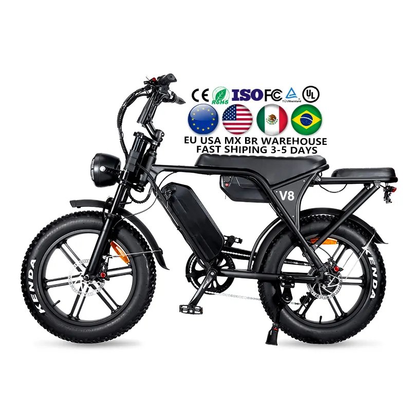 1000w 750w Electric Bicycle V8 Mountain Ebike 48v 30ah Removable Lithium Battery 4.0 Fat Tire Ebike Beach Cruiser Bike