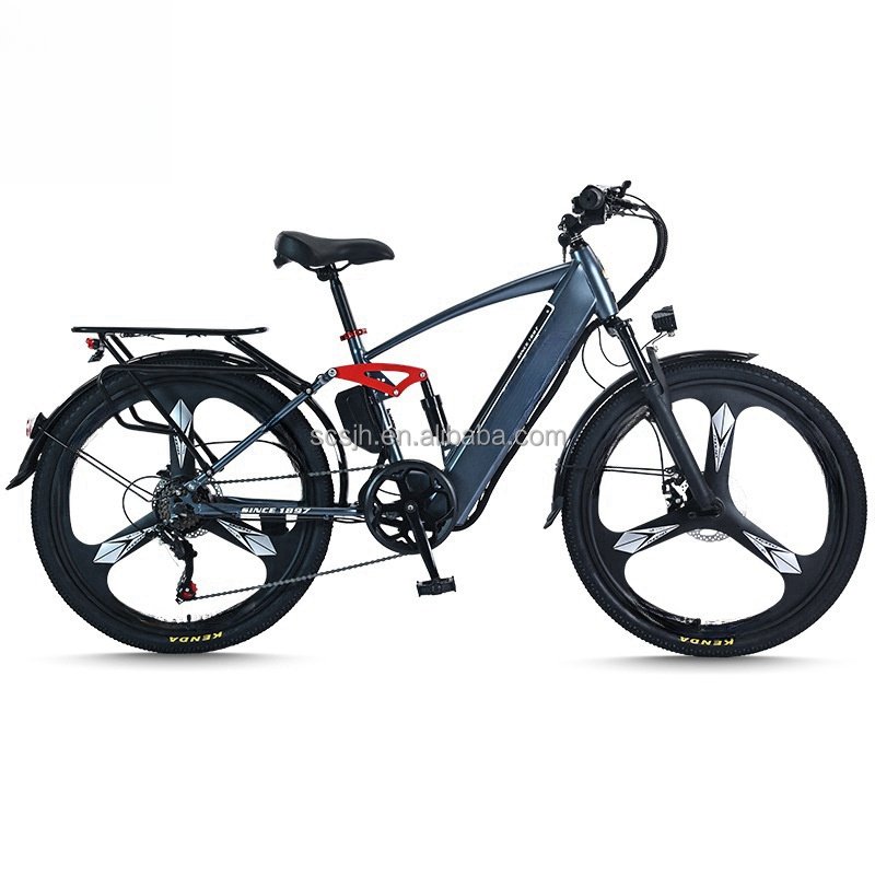 Motorcycles Electric Mountain Bike Bicycle New Modle Steel Lithium Battery 48V Rear Hub Motor Brushless 400W 7 Speed Disc Brake