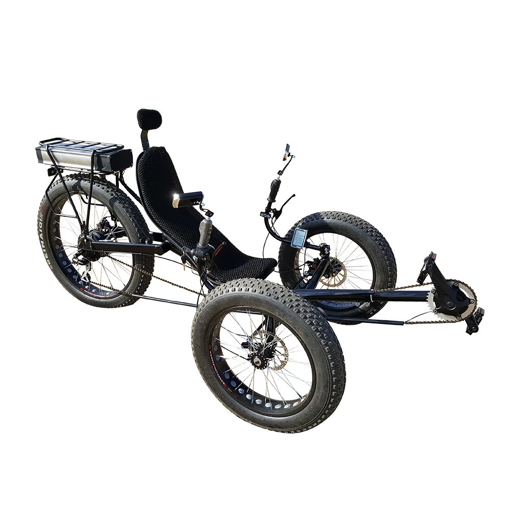 Outdoor Mountain 3 Three Wheel Foldable Fat Tire Recumbent Bike Cool Green Power Electric Velo Trike